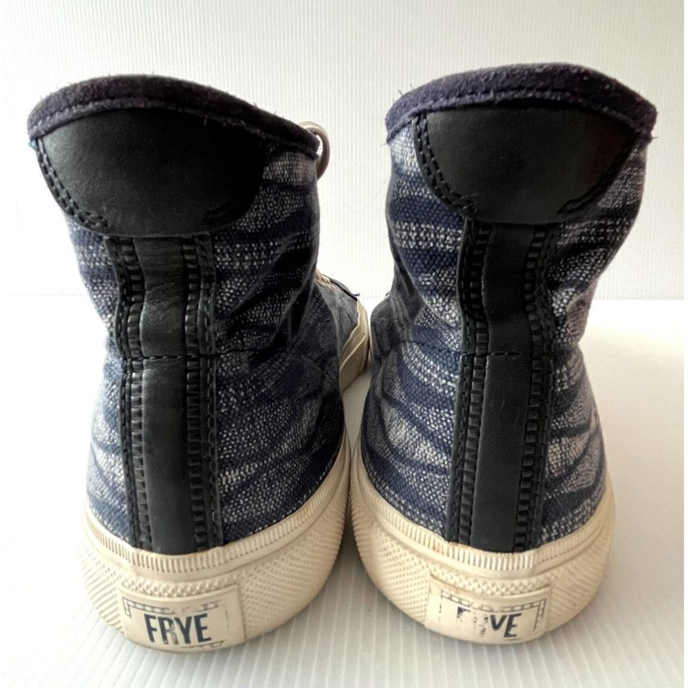 FRYE Blue Canvas High Top Sneakers w/ Geometric Print, Size 11 - Picture 6 of 12